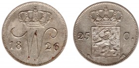 Koninkrijk NL Willem I (1815-1840) - 25 Cent 1826 U (Sch. 292) - PR/UNC