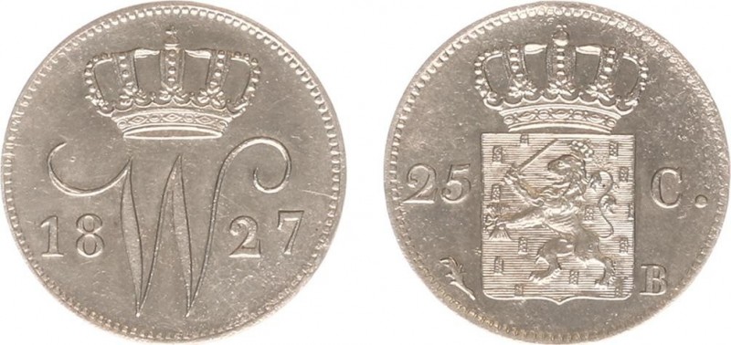 Koninkrijk NL Willem I (1815-1840) - 25 Cent 1827 B (Sch. 298) - PR+
