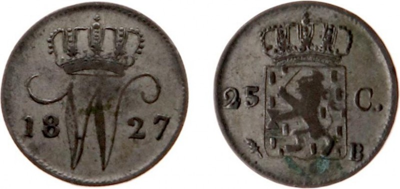 Koninkrijk NL Willem I (1815-1840) - 25 Cents 1827 B - contemporaine vervalsing ...