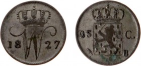 Koninkrijk NL Willem I (1815-1840) - 25 Cents 1827 B - contemporaine vervalsing (verzilverd koper ?) - 20,9 mm 3,98 gram - F+/ZF-