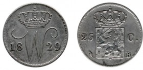 Koninkrijk NL Willem I (1815-1840) - 25 Cent 1829 B (Sch. 300) - ZF-
