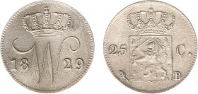 Koninkrijk NL Willem I (1815-1840) - 25 Cent 1829 B (Sch. 300) - ZF+