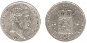 Koninkrijk NL Willem I (1815-1840) - ½ Gulden 1818 U (Sch. 279/R) - F/ZF, zeldzaam (oplage 50.558 stuks)