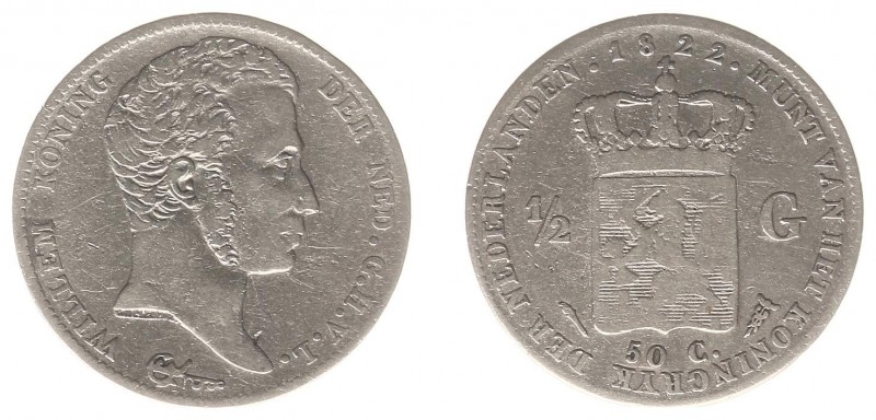 Koninkrijk NL Willem I (1815-1840) - ½ Gulden 1822 U (Sch. 281) - FR