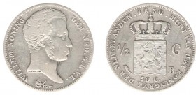 Koninkrijk NL Willem I (1815-1840) - ½ Gulden 1830 B jaartalwijziging uit 182_ (vgl. Sch. 283) - F/ZF