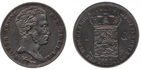 Koninkrijk NL Willem I (1815-1840) - 1 Gulden 1824 U met streepje tussen kroon en wapen (Sch. 264a) - ZF