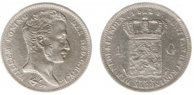 Koninkrijk NL Willem I (1815-1840) - 1 Gulden 1824 U met streepje tussen kroon en wapen (Sch. 264a) - ZF+