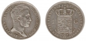Koninkrijk NL Willem I (1815-1840) - 1 Gulden 1837 (Sch. 268) - ZF-, mooie patina