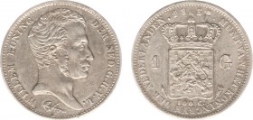 Koninkrijk NL Willem I (1815-1840) - 1 Gulden 1837 (Sch. 268) - PR-, beschadiging bij jaartal