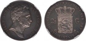 Koninkrijk NL Willem I (1815-1840) - 2½ Gulden 1840 (Sch. 257) - schoongemaakt - in NGC-slab UNC details / mooi scherp exemplaar met patina