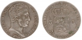 Koninkrijk NL Willem I (1815-1840) - 3 Gulden 1831 U uit 1824 (met streepjes tussen kroon en wapen) - ZF-