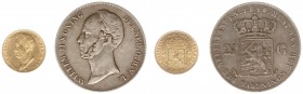 Koninkrijk NL Willem I (1815-1840) - 5 Gulden 1826 B (Sch. 197) - Goud - ZF/PR, toegevoegd 2½ gulden 1848