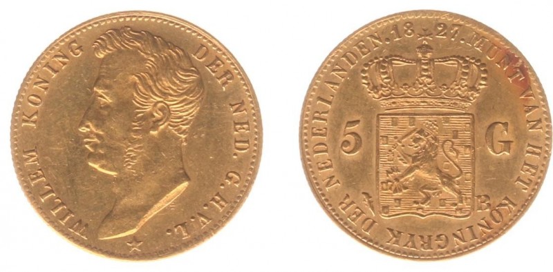 Koninkrijk NL Willem I (1815-1840) - 5 Gulden 1827 B (Sch. 198) - Goud - ZF+