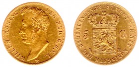 Koninkrijk NL Willem I (1815-1840) - 5 Gulden 1827 B (Sch. 198) - Goud - PR-