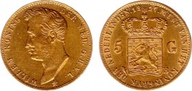 Koninkrijk NL Willem I (1815-1840) - 5 Gulden 1827 B (Sch. 198) - Goud - PR-
