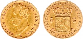 Koninkrijk NL Willem I (1815-1840) - 5 Gulden 1827 U (Sch. 196) - Goud - ZF+