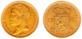 Koninkrijk NL Willem I (1815-1840) - 10 Gulden 1824 B (Sch. 190) - Goud - PR-, met lichte rand schade