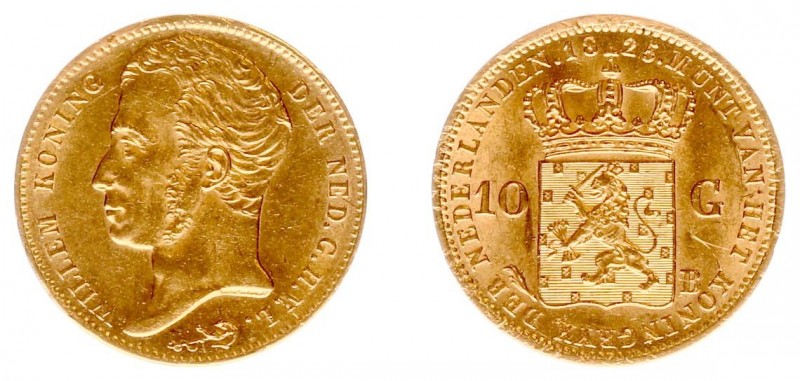 Koninkrijk NL Willem I (1815-1840) - 10 Gulden 1825 B (Sch. 191) - Goud - PR, mi...