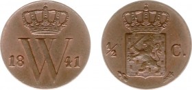 Koninkrijk NL Willem II (1840-1849) - ½ Cent 1841 (Sch. 538) - PR/UNC