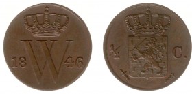 Koninkrijk NL Willem II (1840-1849) - ½ Cent 1846 (Sch. 540) - UNC-