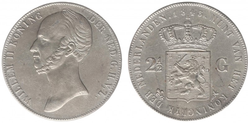 Koninkrijk NL Willem II (1840-1849) - 2½ Gulden 1843 (Sch. 508) - ZF