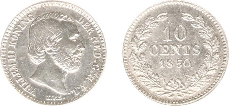 Koninkrijk NL Willem III (1849-1890) - 10 Cent 1850 (Sch. 641) - ZF, gepoetst