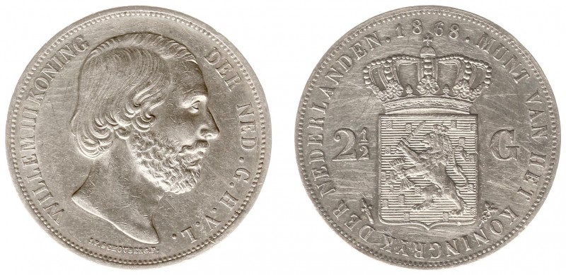 Koninkrijk NL Willem III (1849-1890) - 2½ Gulden 1868 (Sch. 594) - PR-