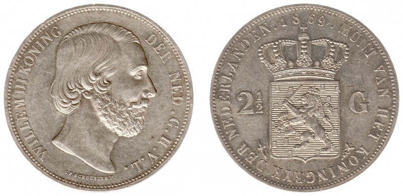 Koninkrijk NL Willem III (1849-1890) - 2½ Gulden 1869 (Sch. 595) - PR