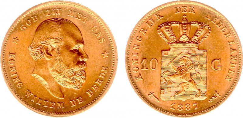 Koninkrijk NL Willem III (1849-1890) - 10 Gulden 1887 (Sch. 556) - PR+