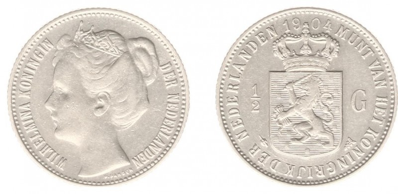 Koninkrijk NL Wilhelmina (1890-1948) - ½ Gulden 1904 (Sch. 831) - ZF