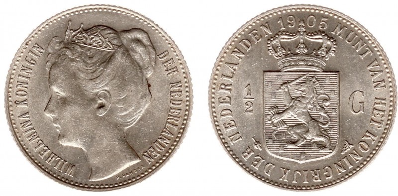 Koninkrijk NL Wilhelmina (1890-1948) - ½ Gulden 1905 (Sch. 832) - PR/UNC