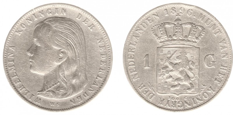 Koninkrijk NL Wilhelmina (1890-1948) - 1 Gulden 1896 (Sch. 796/R) - FR/FR+