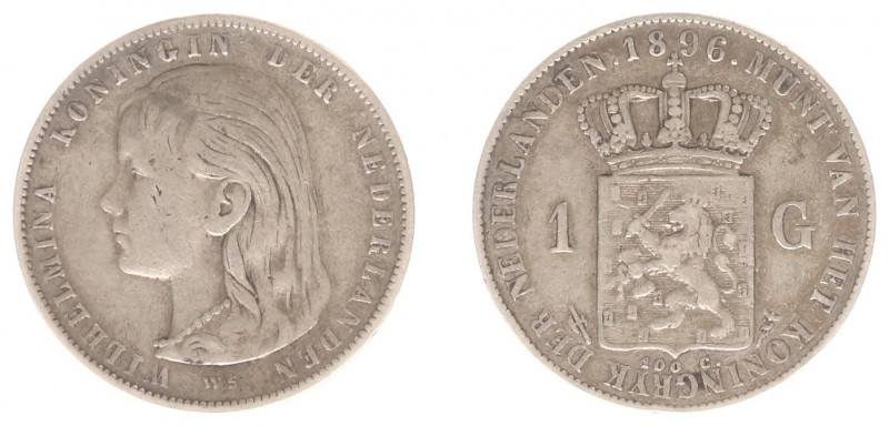 Koninkrijk NL Wilhelmina (1890-1948) - 1 Gulden 1896 (Sch. 796/R) - ZF-