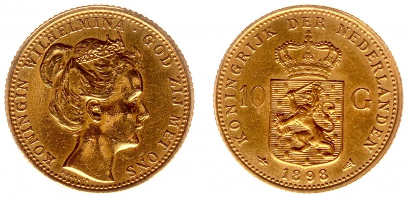 Koninkrijk NL Wilhelmina (1890-1948) - 10 Gulden 1898 (Sch. 744) - Goud - ZF+, g...