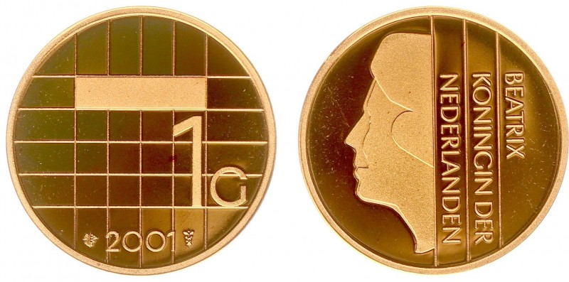 Koninkrijk NL Beatrix (1980-2013) - 1 Gulden 2001 - Goud - Prooflike