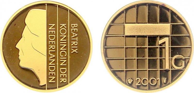 Koninkrijk NL Beatrix (1980-2013) - 1 Gulden 2001 - Goud - Prooflike