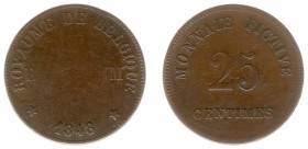 Huismunten - Gevangenis Reckheim - 25 centimes 1848 - FR, centrum VZ zwak