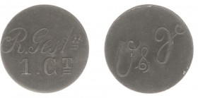 Huismunten - Rijksgestichten Ommerschans en Veenhuizen - 1 Cent z.j., na 1859 (Sch.441, Kooij HK011.2) - VZ O&V / KZ R.Gestn en waarde - zink 19 mm 2,...