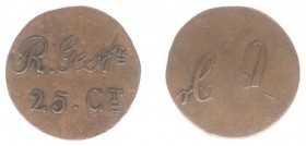 Huismunten - Rijksgestichten Ommerschans en Veenhuizen - 25 Cent z.j., na 1859 (Sch.438, Kooij HK011.5) - VZ O&V / KZ R.Gestn en waarde - koper 22 mm ...