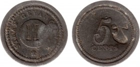 Huismunten - Strafgevangenis Hoorn - 5 cent z.j. geslagen vanaf 1834 bij 's Rijks Munt, met instempeling H (Sch.483b, Kooij HG005.3) - VZ Verheven cir...