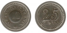 Huismunten - Strafgevangenis Leeuwarden - 25 cent z.j. geslagen vanaf 1834 bij 's Rijks Munt (Sch.481c, Kooij HG006.5) - VZ Verheven cirkel met instem...