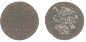 Huismunten - Strafgevangenis 's-Hertogenbosch - 1 cents uitgifte ca. 1824-1831 lokaal fabrikaat (Sch.457, Kooij HG001.2) - VZ Ingeslagen 1. C en spira...