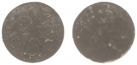Huismunten - Strafgevangenis 's-Hertogenbosch - 25 cents uitgifte ca. 1824-1831 lokaal fabrikaat (Sch.454, Kooij HG001.5) - VZ Ingeslagen 25 C en roze...