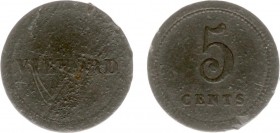 Huismunten - Strafgevangenis Vilvoorde - 5 Cent 1823-1832 - VZ VILVOORD / KZ 5 Cents - zink 21 mm 3,11 gram - ZF, zwak, bobbelig oppervlak - zeldzaam