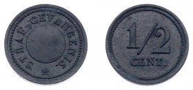 Huismunten - Tijdelijke strafgevangenis Woerden of oningevuld - ½ cent z.j. geslagen vanaf 1834 bij 's Rijks Munt (Sch.485, Kooij HG003.1) - VZ Verhev...