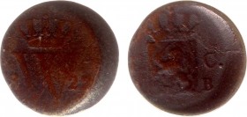 Misstrikes Netherlands and Euro's - ½ Cent 1822 B (Sch. 367) MISSLAG excentrisch geslagen 'petje' met circulatiesporen - 1,18 gram - slijtage en corro...