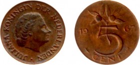 Misstrikes Netherlands and Euro's - 5 Cent 1967 met MISSLAG 'geslagen op een te dun en licht muntplaatje van 1,78 gram' - ZF