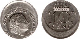 Misstrikes Netherlands and Euro's - 10 Cent 1979 - MISSLAG ca. 20% excentrisch geslagen - UNC