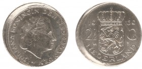 Misstrikes Netherlands and Euro's - 2½ Gulden 196 haan MISSLAG 'ca. 10% excentrisch geslagen' - PR/UNC