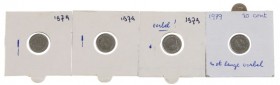 Misstrikes Netherlands and Euro's - Lot 4x 10 cent 1979 met stempel beschadiging rond/bij oorbel